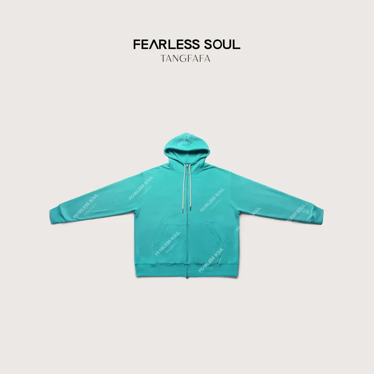 唐发发TFF 蒂芙尼蓝纯色连帽宽松慵懒感拉链保暖卫衣 825FH835 *