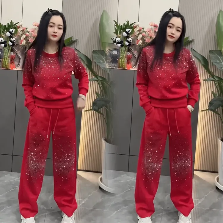 2025秋冬新款时尚显瘦气质网红高档套装女高级百搭宽松大码两件套