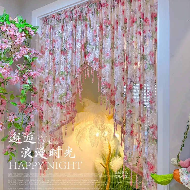 【原创高定】氛围感手工吊珠门帘超柔纱免打孔隔断帘法式纱门帘