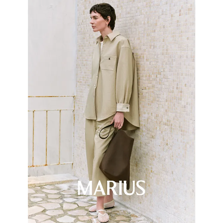 MARIUS“云游套”棉麻oversize落肩廓形老钱风衬衫三件套短裤