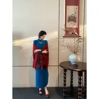 现货【一生罗曼】秋季气质优雅婚宴蕾丝拼接披肩旗袍外搭女Y5587