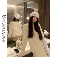 KUN【雅韵风华】高级挂 全羊毛珠片细闪细腻v领松弛厚款长裙套装