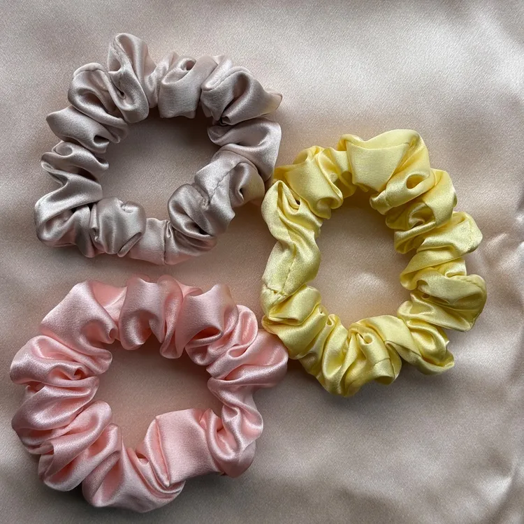 22姆米桑蚕丝2cm发圈简约法式百搭甜美发绳皮筋发饰日常通勤