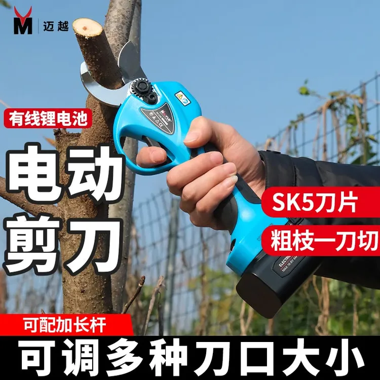 进口修枝剪刀大功率锂电电动剪枝剪高空伸缩修剪树枝剪刀充电式剪