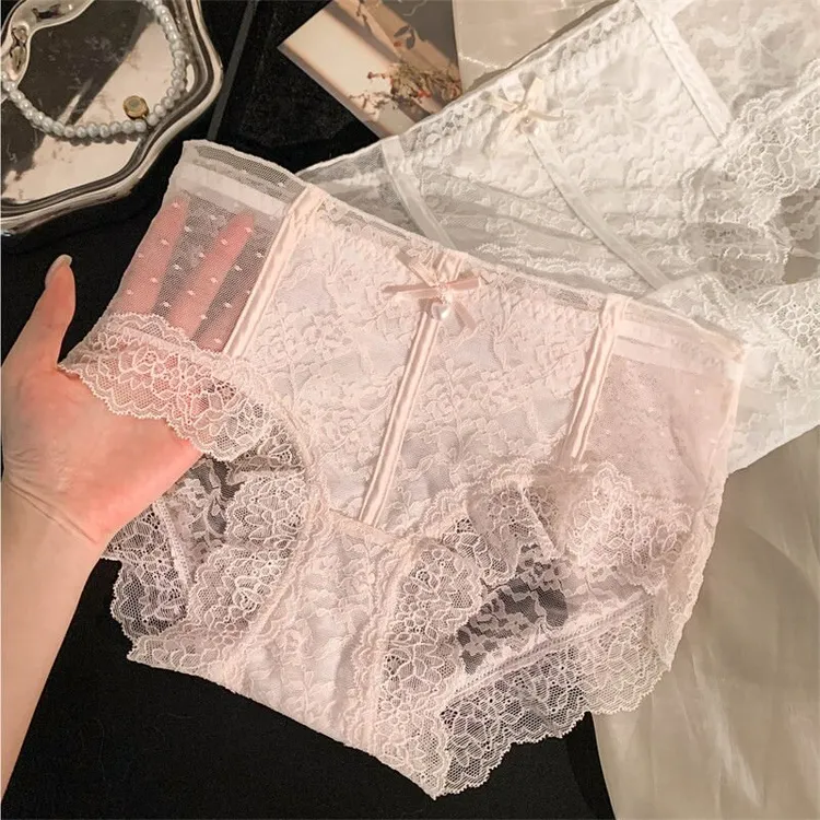 可莲可娜蕾丝中腰纯欲大码俏皮透气内裤女蕾丝性感轻奢