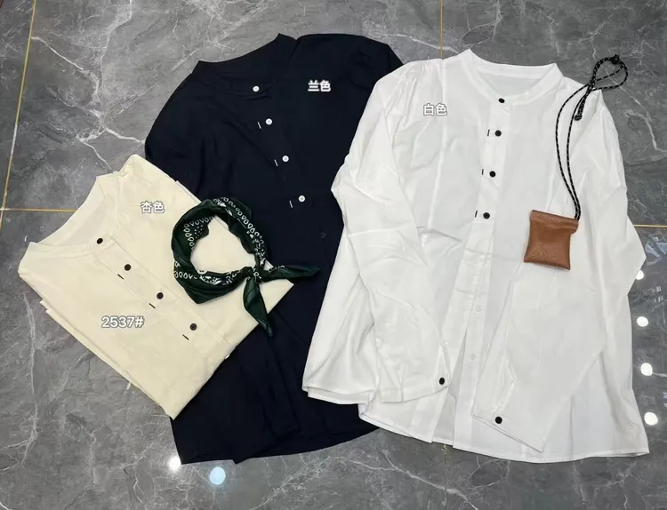 纯色时尚休闲显瘦设计感宽松女士长袖衬衣