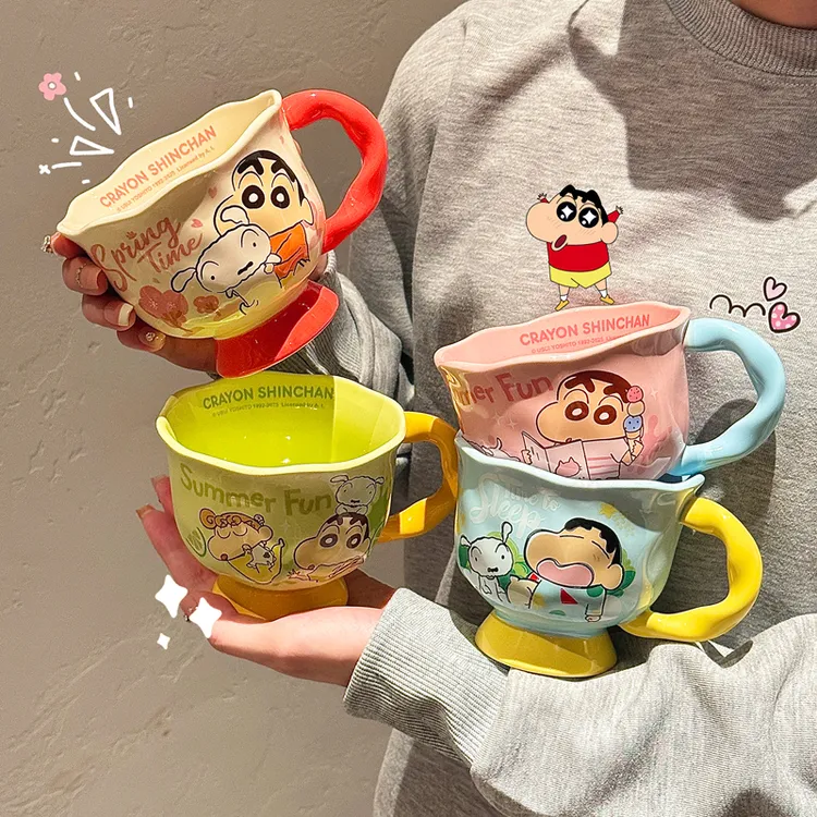 可爱蜡笔小新杯子女生高颜值陶瓷马克杯办公室咖啡牛奶杯生日礼物