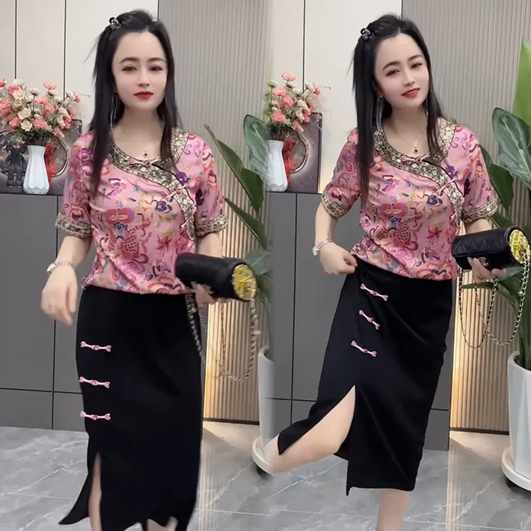 2025春夏季新款时尚显瘦气质网红高档洋气女宽松大码裙子两件套潮