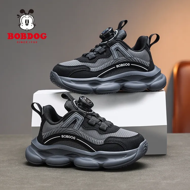 巴布豆男童运动鞋子2025秋冬季新款皮面防水户外中大童儿童跑步鞋