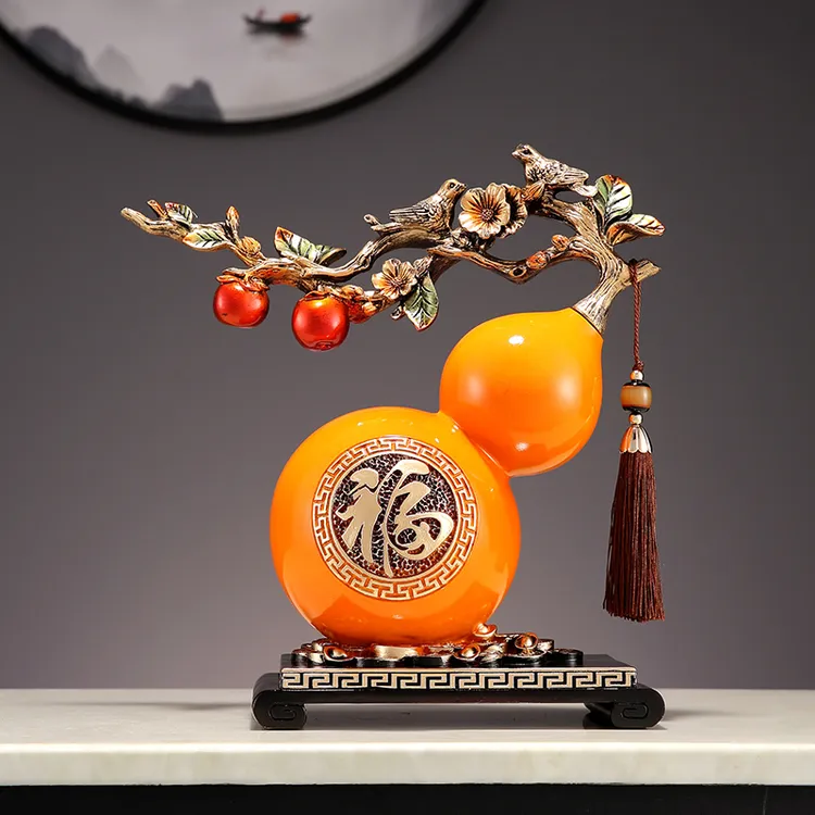 大号新中式福字葫芦摆件玄关酒柜电视柜装饰品乔迁礼物树脂工艺品