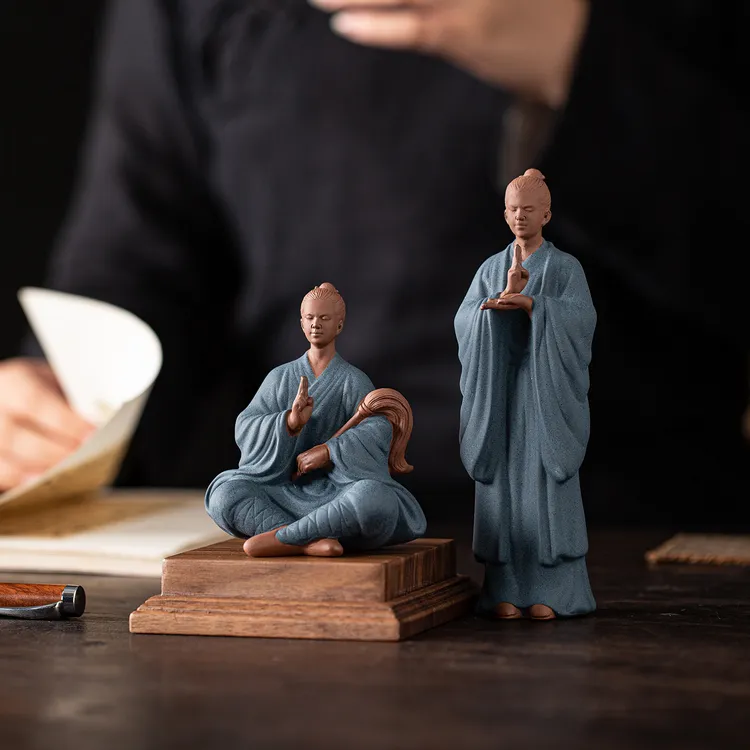 国风紫砂小道士茶宠摆件家居茶室茶桌禅意人物造景装饰工艺品摆设