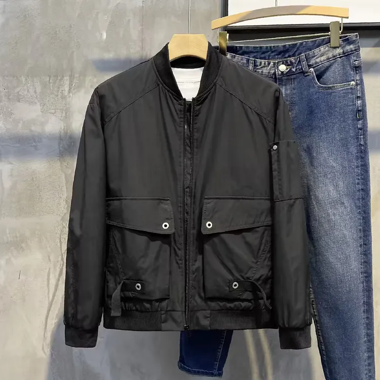 208-BY春秋季男女短款立领工装夹克韩版宽松百搭潮流上衣外套