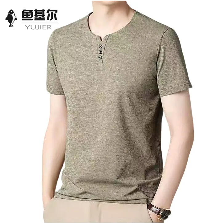 男夏季男士短袖男士V领T恤时尚透气t恤潮流薄款半袖男装运动白色