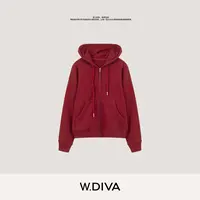 W.Diva【闲日连帽衫】美式校园风宽松有机棉针织卫衣外套53C202991