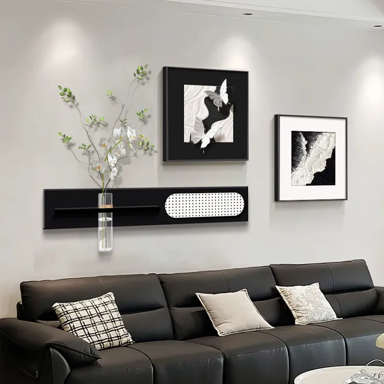 现代简约客厅装饰画沙发背景墙挂画新款高级感黑白餐厅壁画玄关画