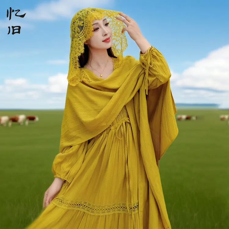 【出游日记】纯色蕾丝多功能披肩