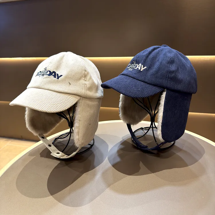 儿童帽子韩版洋气冬天加绒护耳鸭舌帽中大童保暖雷锋帽上学防寒帽