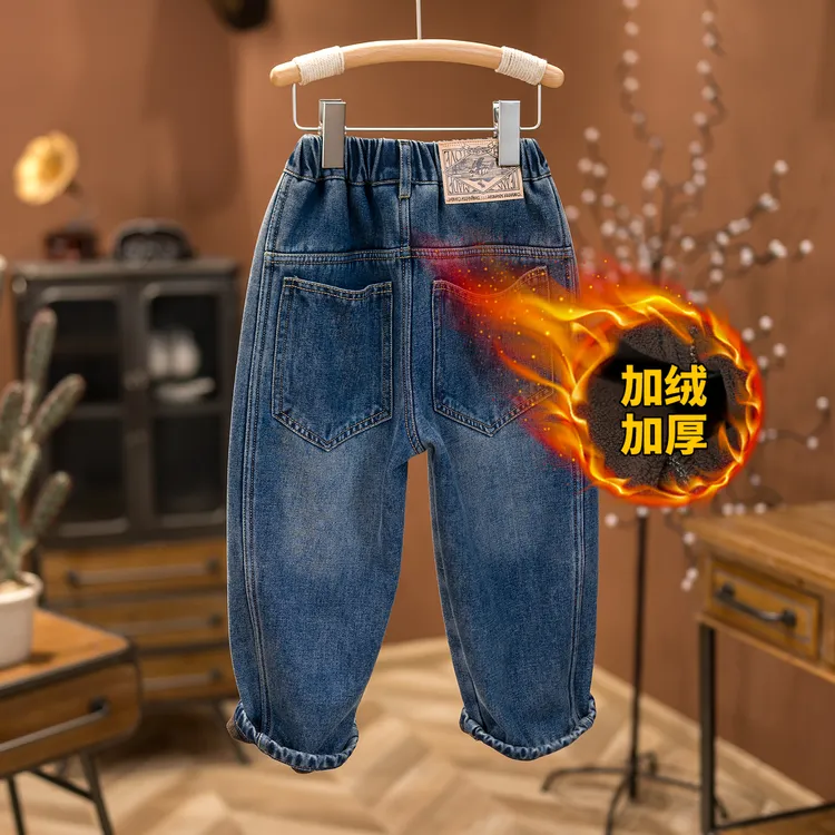 新款冬款加绒裤子男童韩版儿童牛仔裤男童裤子宽松男宝裤子7969