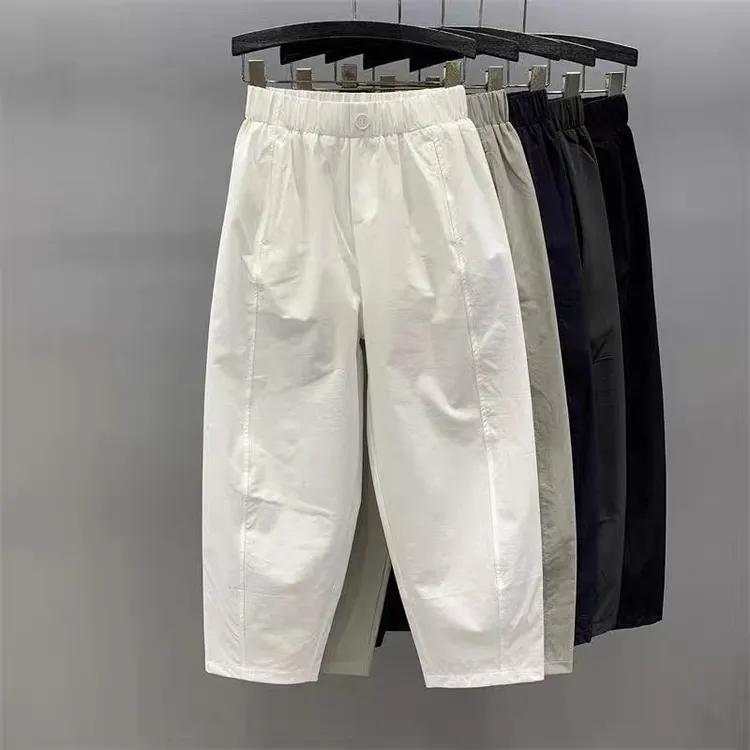 休闲气球裤女2025早秋新款梨形身材显瘦宽松高腰九分奶奶裤子