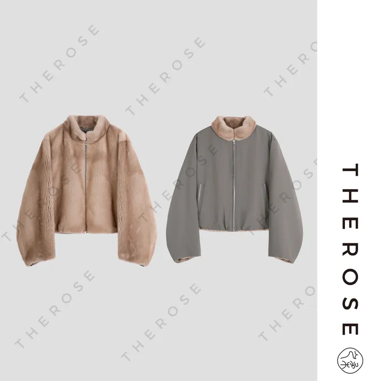 之柔【香草美人】哥本哈根进口帕斯条水貂OLMETEX两面穿外套上衣女