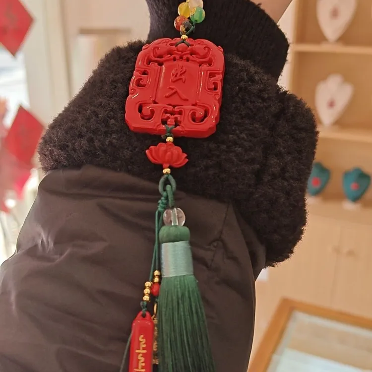 高含量朱砂红砂设计款双龙护主出入平安车挂正品保真