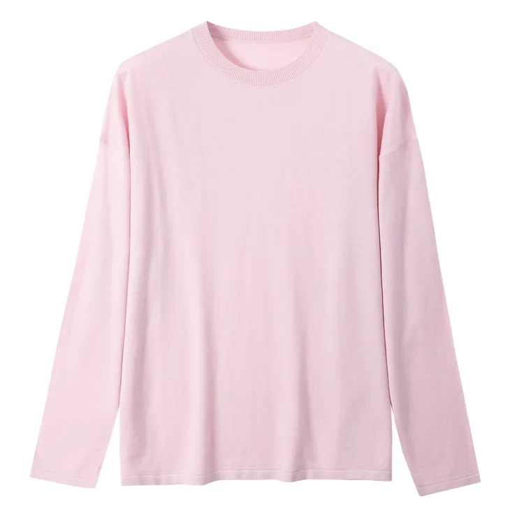 中长款开叉圆领毛针织衫秋季薄款针织长袖t恤慵懒针织衫上衣早秋