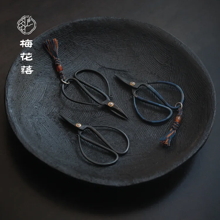 梅花落手工锻打祥云剪编绳挂饰文玩剪刀铁艺茶事用剪泡袋丁纪灿