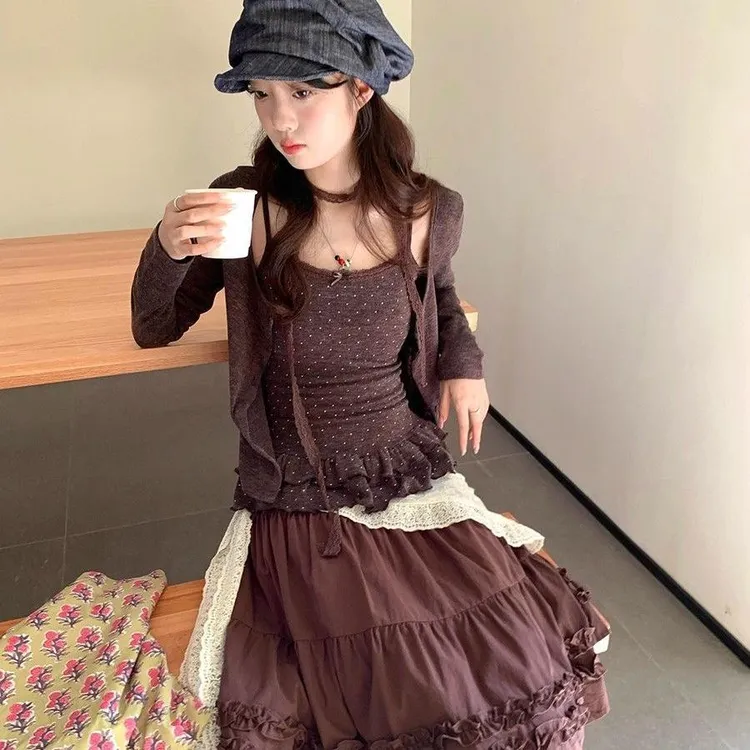hollyii 韩系温柔气质百搭纽扣款吊带+开衫女两件套秋季2025新款