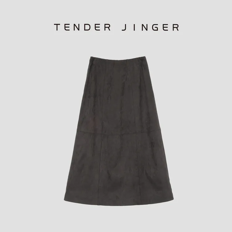 Tender Jinger【黑标】高腰百搭绒面A型松紧腰半裙T51SAI79941