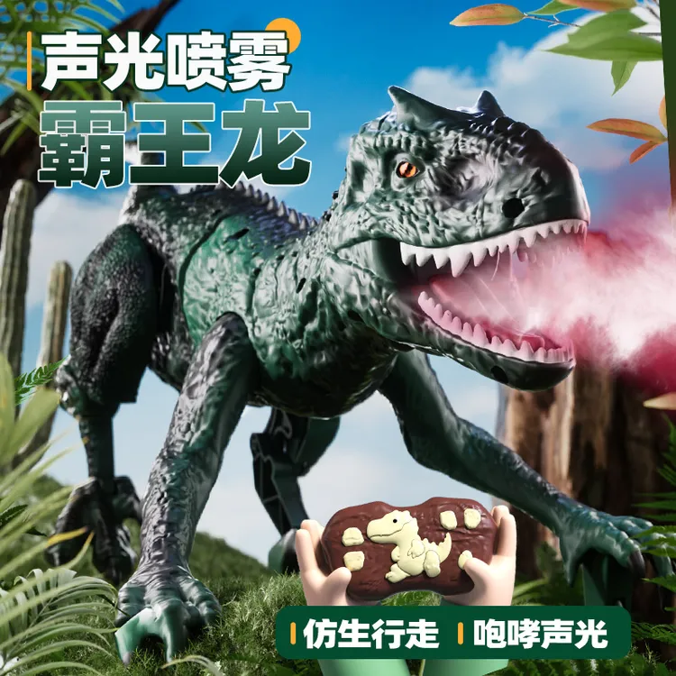 儿童仿真2.4G遥控喷雾恐龙智能声光充电动恐龙模型大号霸王龙玩具