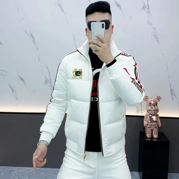 男士高品质欧货立领收口袖保暖休闲风拼接冬季休闲轻奢羽绒服