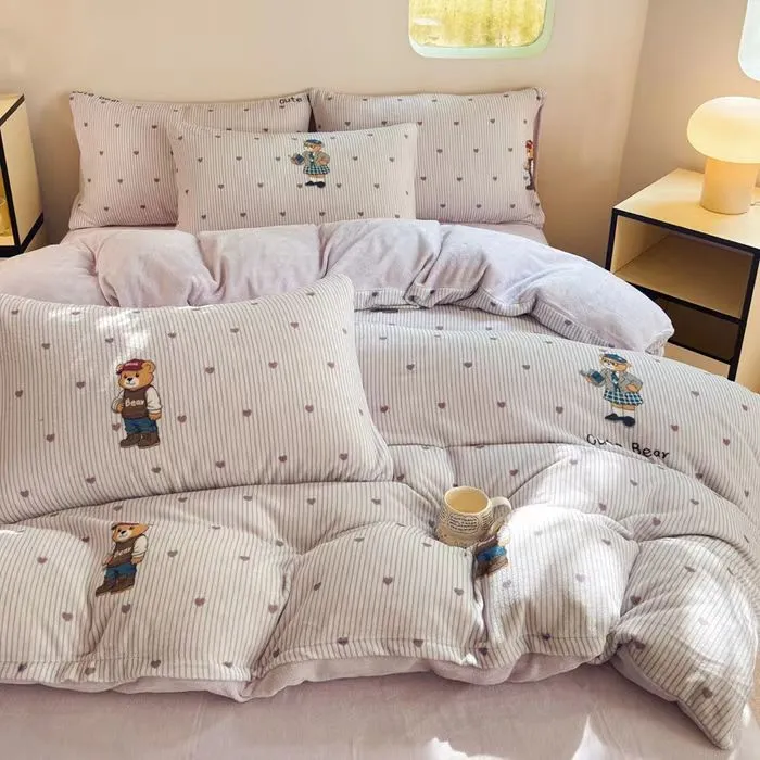 高级感A类冬季加厚牛奶绒床上用品家用居家学生宿舍四件套