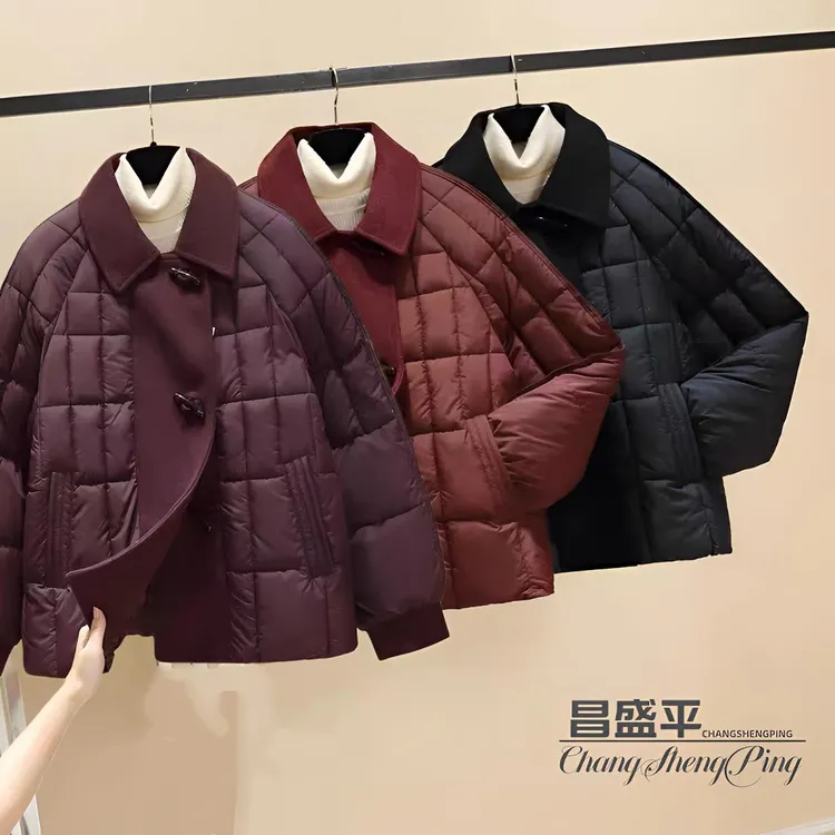 S2536【冬季保暖超好看时尚棉服】宽松潮流女士大码外套精致妈妈装