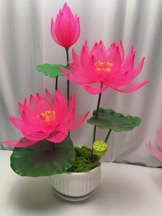 手工制作网纱荷花材料包
