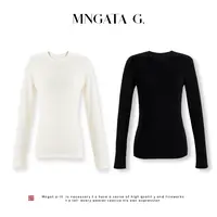 MNGATA G.宫小妍【白山羊】棉质山羊绒新中式中国风打底上衣5091907