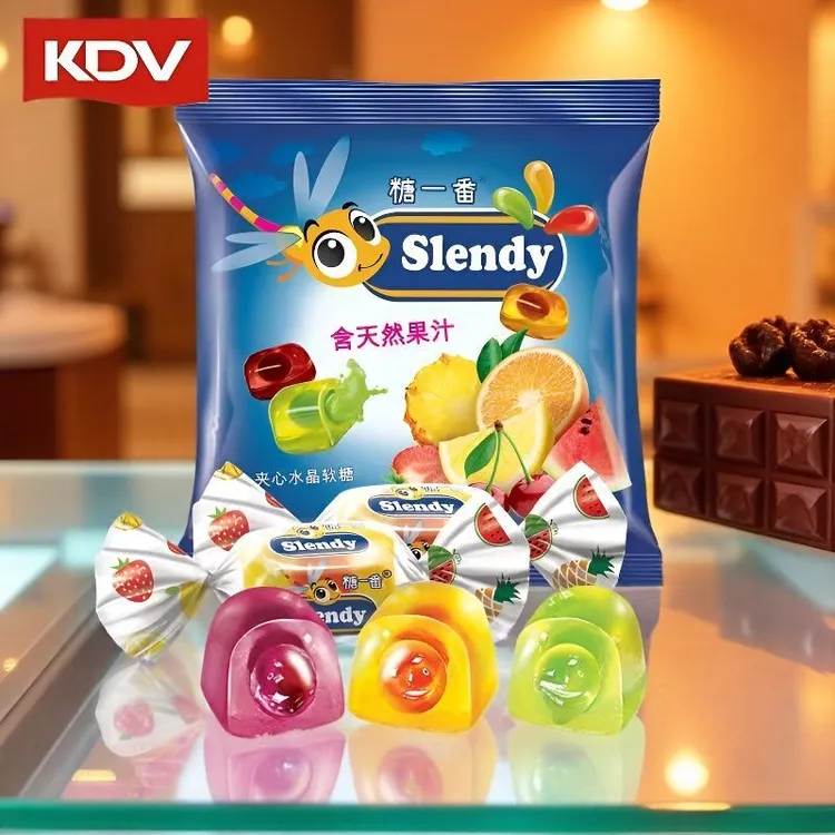 俄罗斯进口爆浆水果夹心软糖网红零食Q弹口感