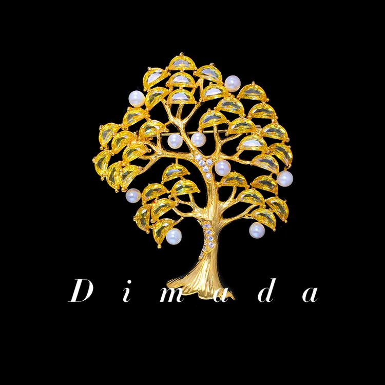 铜合金胸针 d1280幸运发财树胸针女高级轻奢感时尚百搭胸花别针