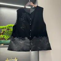中式马甲复古传统改良秋季丝绒刺绣女装宽松上衣6372