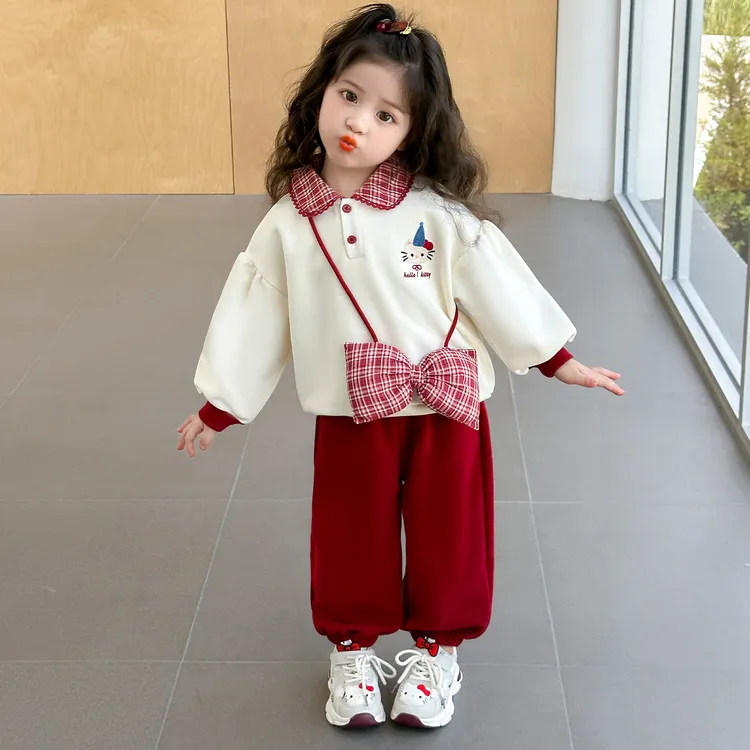 女童娃娃领卫衣套装秋季2025新款洋气儿童秋装女宝宝超好看两件套