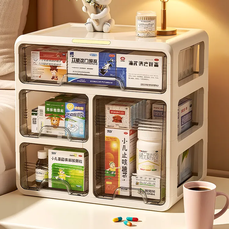 优勤药箱家庭装抽屉式药品收纳盒家用大容量药盒常用药多层收纳柜