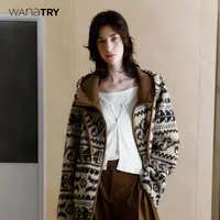 wana try 咖色印花游牧风柔软毛绒外套【达人】