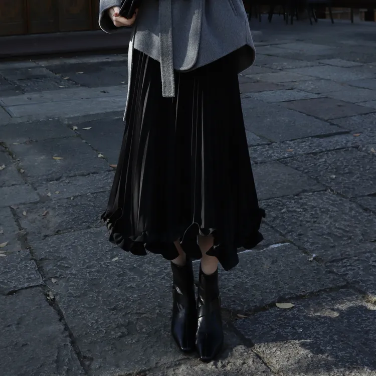 HELA AOMI “步履生花”斜纹肌理中长款高腰设计半身裙CY5DB71632