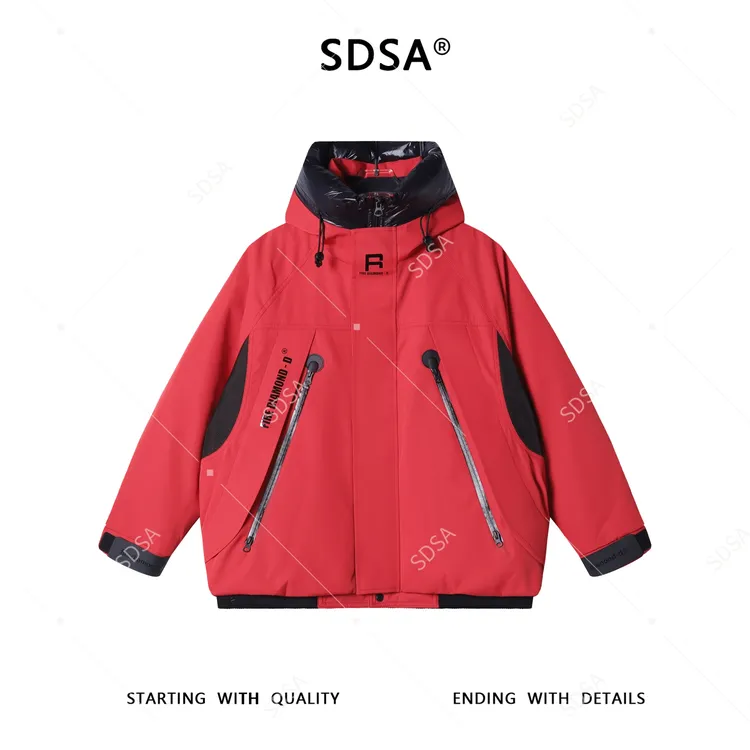 SDSA男士秋冬新款痞帅男装高级感连帽羽绒服拼接户外宽松百搭外套