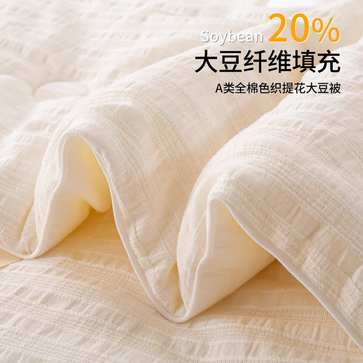 A类全棉20%大豆纤维被芯纯棉提花春秋被子母被二合一加厚夏被冬被