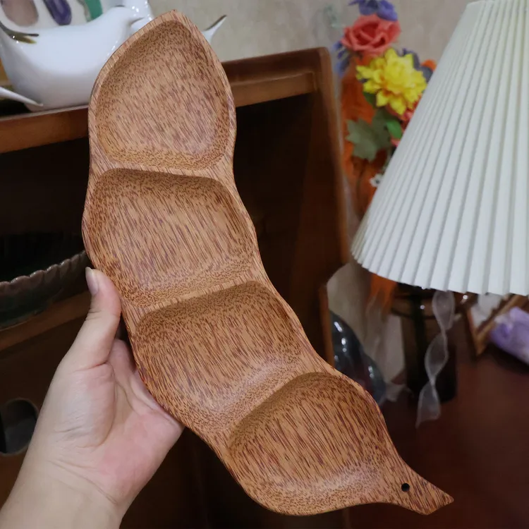 天然椰木豆荚托盘碟异形复古纯手工