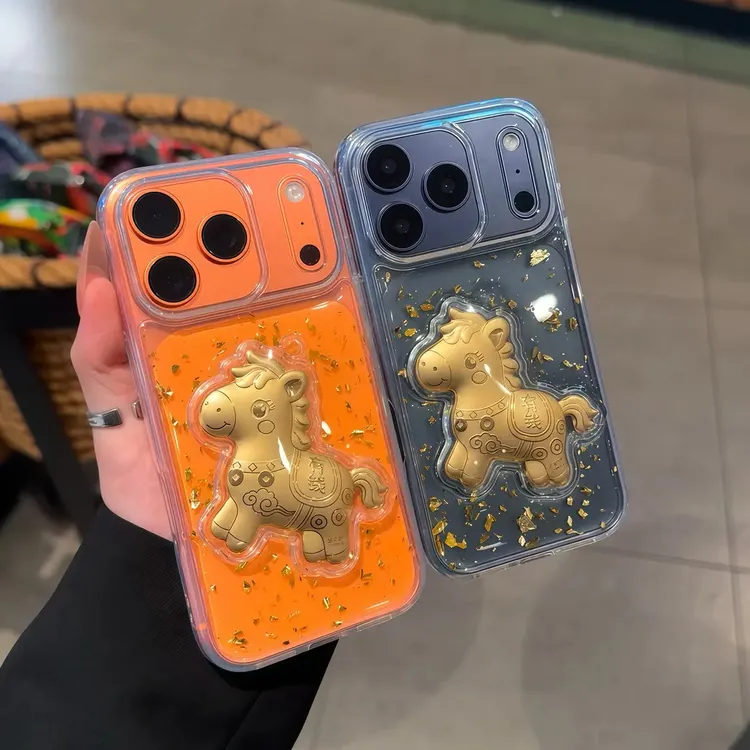 立体马上有钱适用苹果17pro滴胶金箔手机壳iPhone14pro/16/5创意