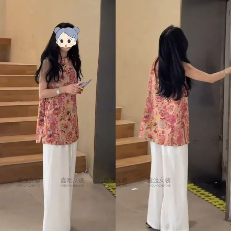 2025夏季新款时尚显瘦气质女士网红洋气两件套百搭款D1002