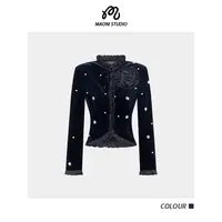 毛妮LADIEST【钻饰繁花】复古丝绒短外套立体花带钻开衫L2399