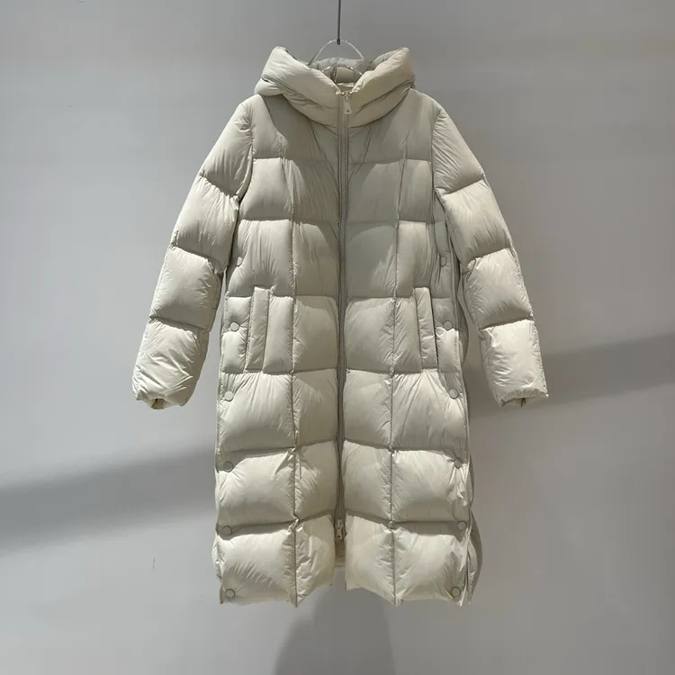 艾家新款长款厚款休闲风女装女加厚连帽拉链中长款女款时尚4110