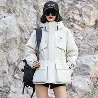 90鹅绒加厚收腰中长款派克风衣羽绒服户外休闲气质连帽女款1988